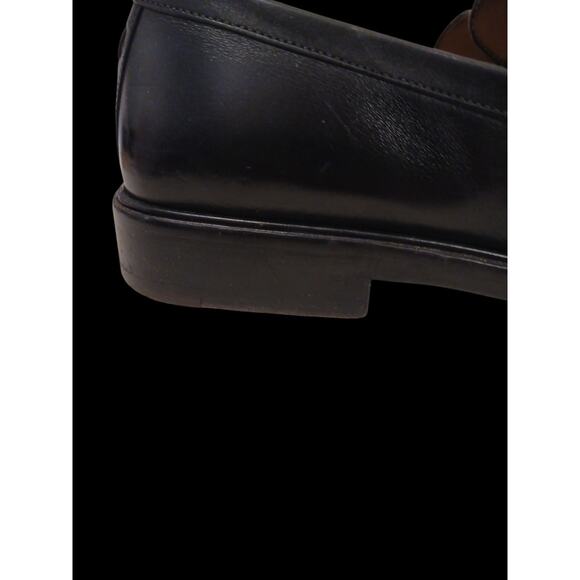 $1200 Louis Vuitton Leather Penny Loafers Shoes Mens US 8 Black Square Toe - Picture 8 of 16